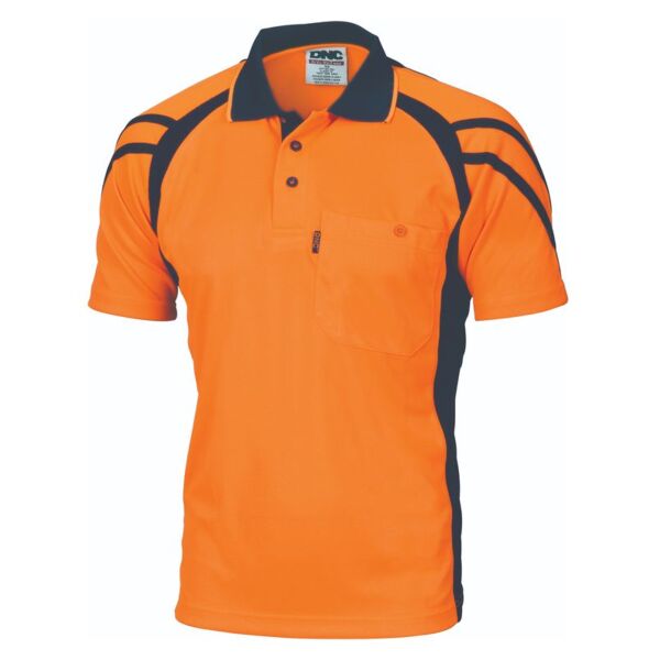 Mens Cool Breathe Stripe Panel Polo Shirt Thumbnail